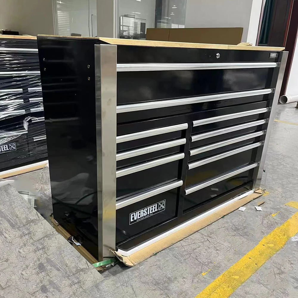 2024 new model 11 Drawers workshop garage metal tool cart for mechanic  workbench with wooden countertop