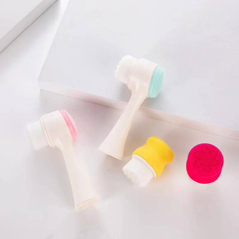 Silica Gel Soft Bristle Station Cleansing Brush 3D Double Face Cleansing Brush Manual Cleansing Brush Deep Cleaning