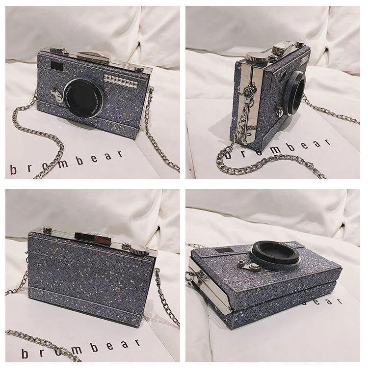 Fashion camera shape diamond purses crystal women clutch bag ladies clutch evening bag(ON-H54)