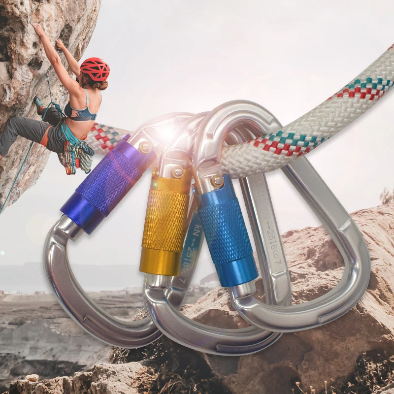 JENSAN Carabiner Clips Aluminium Snap Hook 25kN Ultra-Light Locking Climbing Carabiner Customized the LOGO