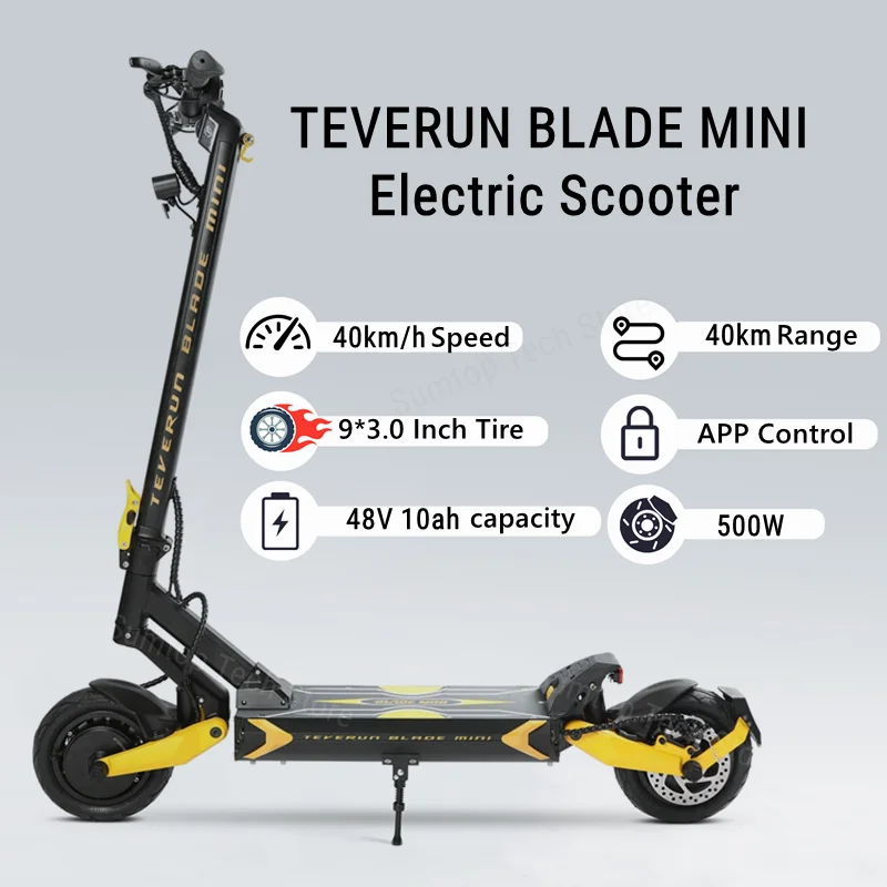 EU Stock Original TEVERUN BLADE MINI Electric Scooter 500W Single Motor Minimotors EY3 Meter 48V 10Ah 40km/h KickScooter