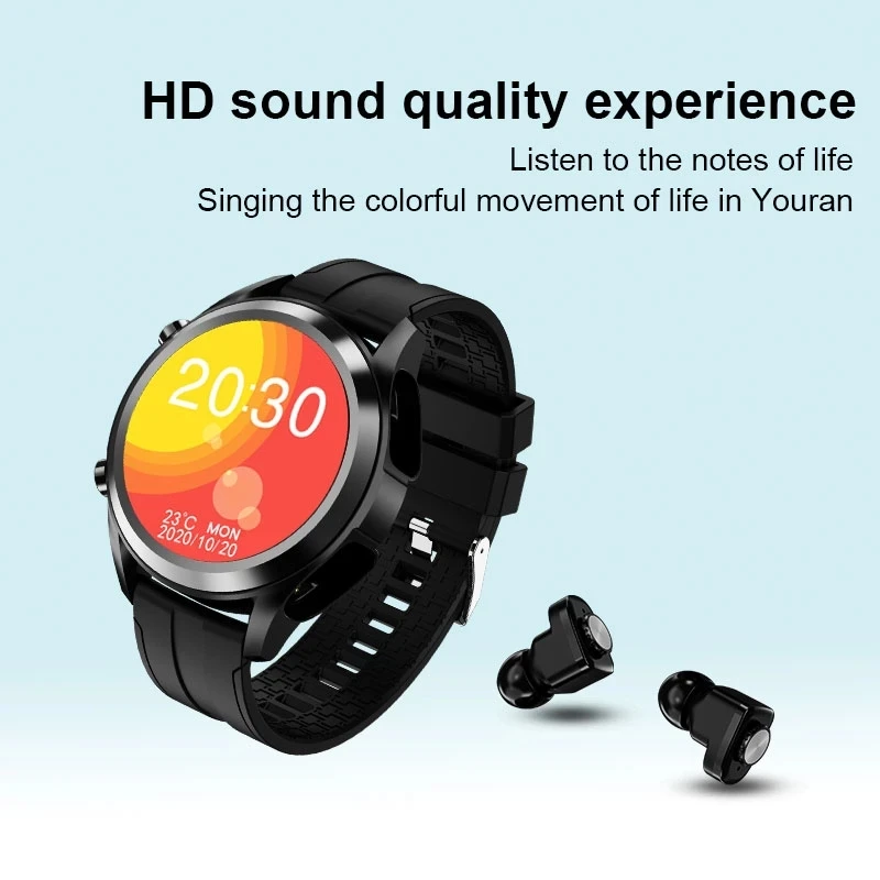 T10 smartwatch houses its ear buds smart bracelet bt headset wrist band watch with tws earbuds bt 5.0