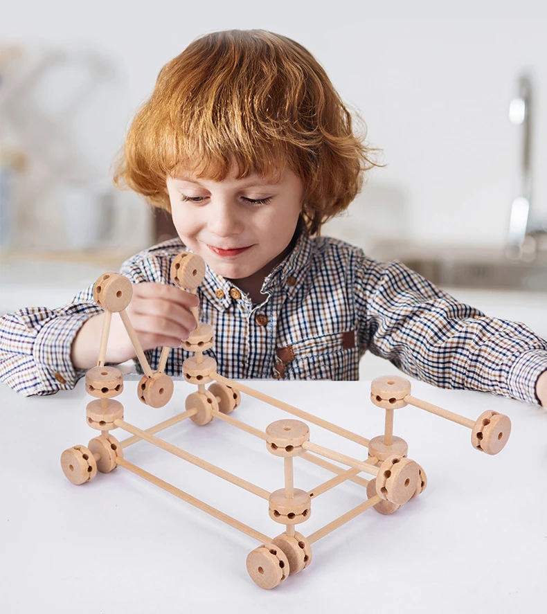 Деревянный интеллектуальный блок для сборки игрушек своими руками разные формы обучающий строительный инженерный набор 3D пазл