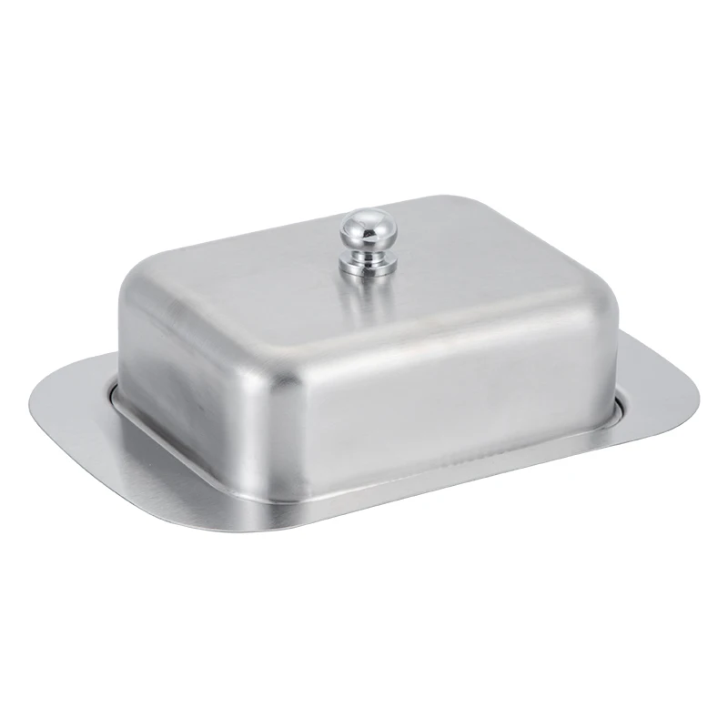 Kitchen Home Cooking Stainless Steel Butter Dish with Lid 430 stainless steel butter plate keep butter fresh