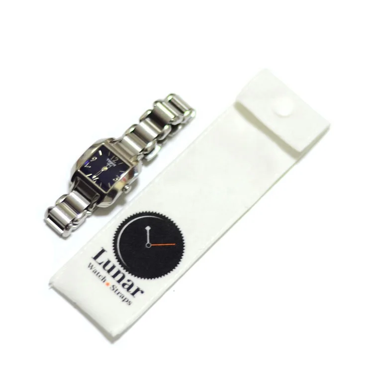 Eco white long shape suede snap velvet flap button jewelry watch display pouch