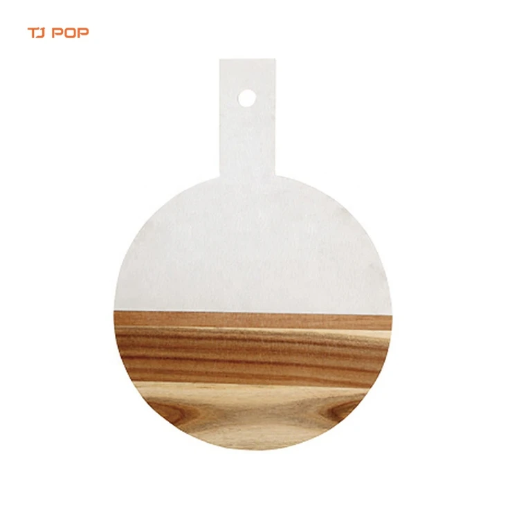 Wooden&Marble Cutting Board Stone Chopping Board Acacia Wood Serving Tray with handle