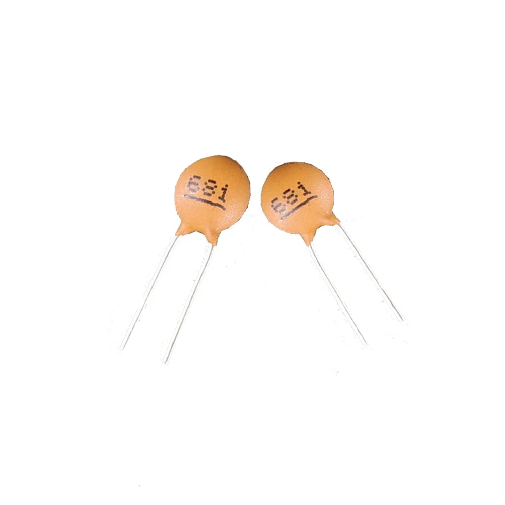 Made In Taiwan Radial Lead Yellow Colour Ceramic Capacitor 680pF(681) 50V +-10% For Wholesale