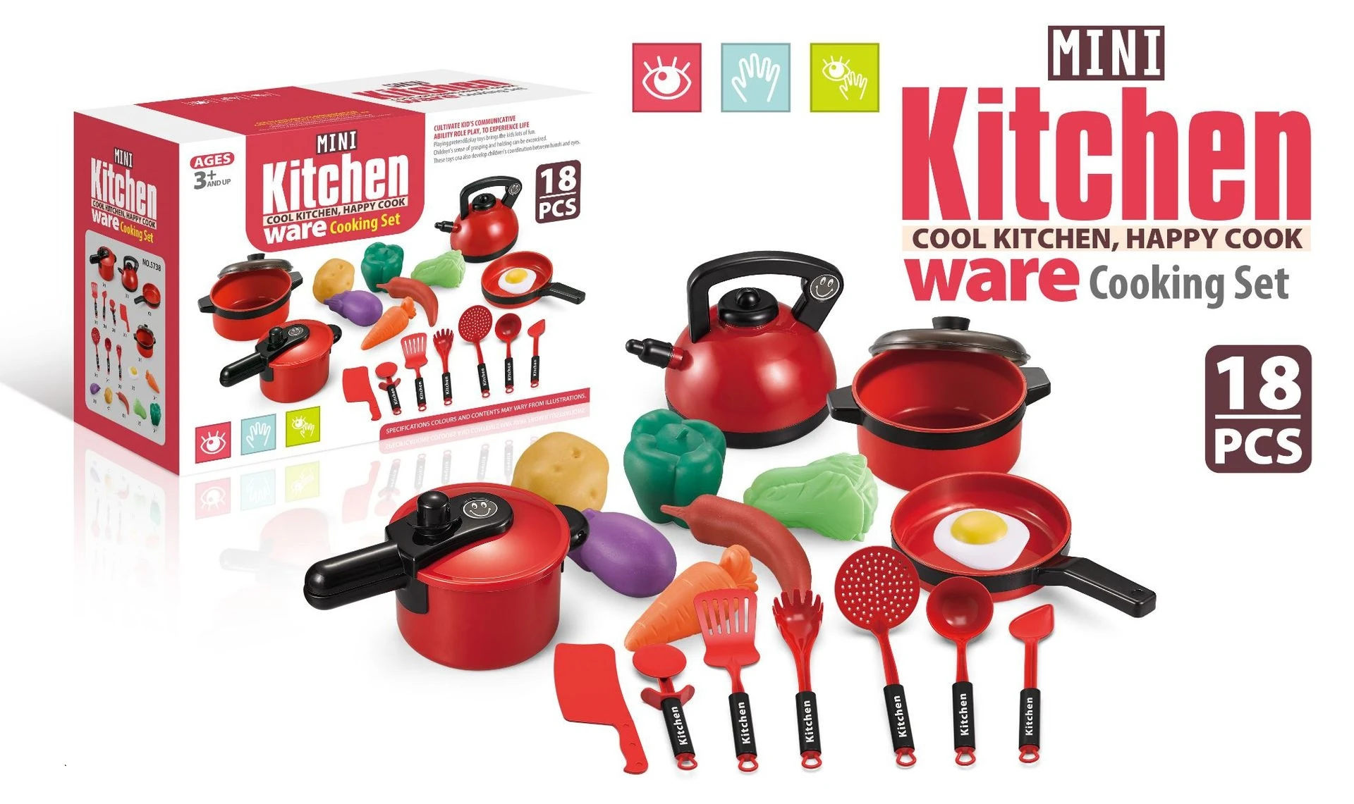 Play Kitchen Accessories Toys Set Cookware Pots Kids Pretend Play Cook Game Toy Cookware Set with Fruit Vegetable Toys