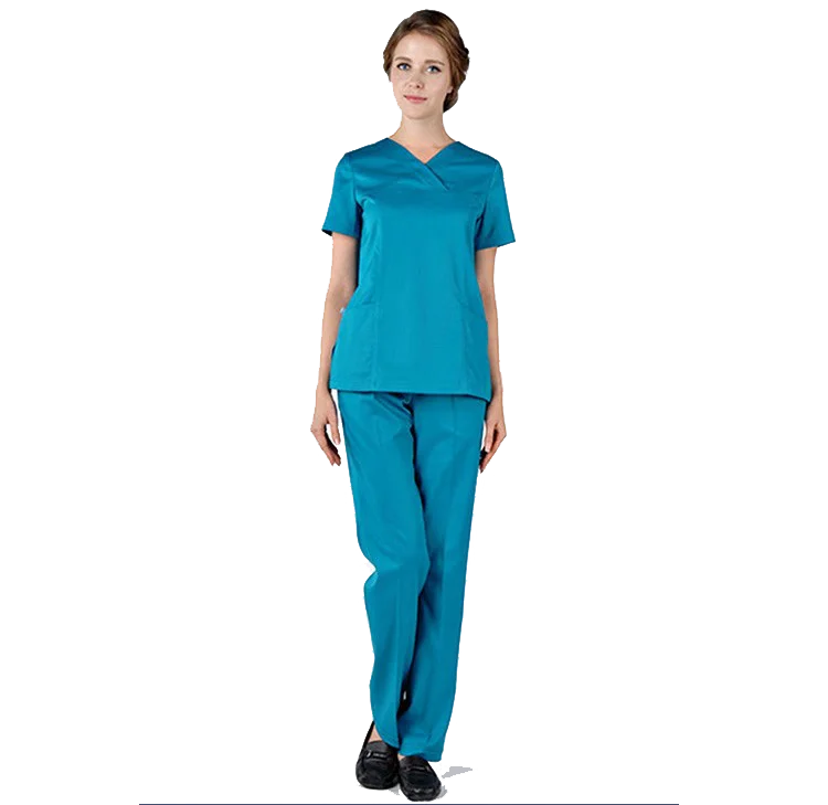 Оптовая продажа унисекс светло-голубая медицинская спецформа Рабочая Униформа для мужчин и женщин больничная