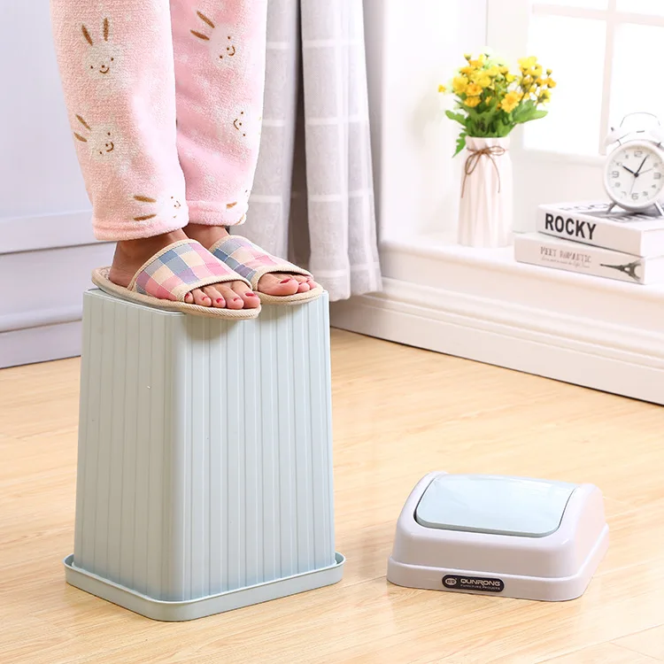 Wholesale Rectangular Dustbin Bathroom Garbage Bin Swing Top Lid Waste Bin Plastic Toilet Trash Can