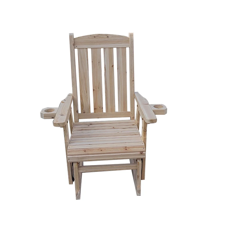 High quality low price outdoor nature china fir wooden patio glider chair for adults