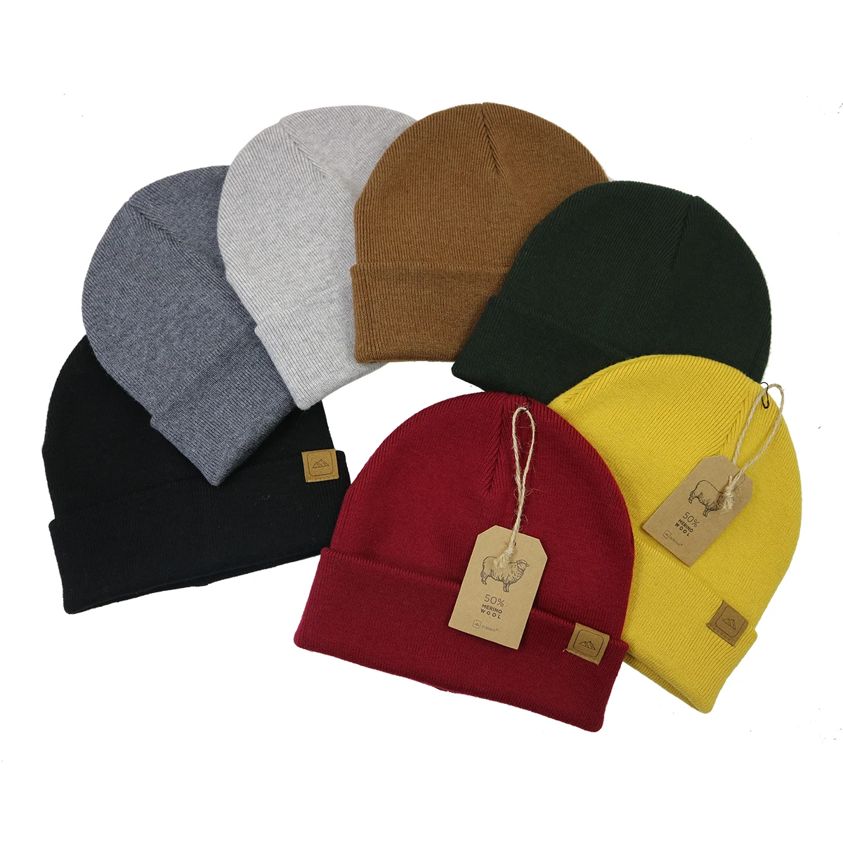 Professional Custom Knit Hats Manufacturers Itch Free Merino Wool Acrylic Blend Rib Adult Winter Men Cuff Beanie Ski Cap
