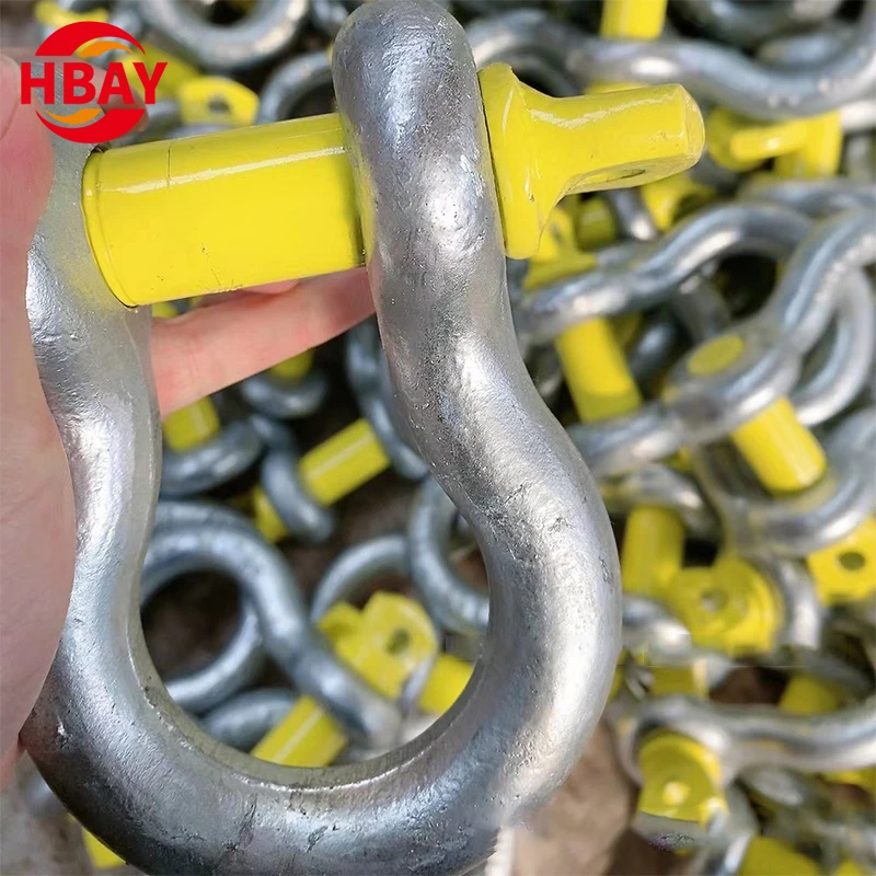 Factory Alloy Steel Galvanized Forged Screw Pin Bow Shackles 7/8 6.5T Rigging for Anchor Marine