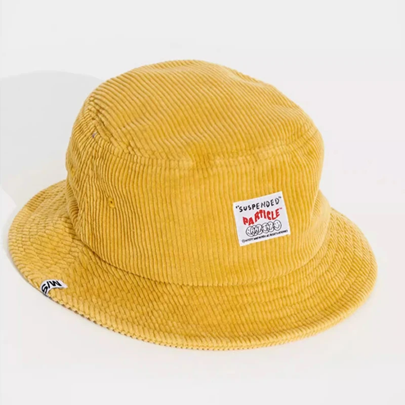 Ali Factory Inspection High Quality Fashion Cord Bucket Hat With Custom Label Thick Ribbed Corduroy Sun Hat