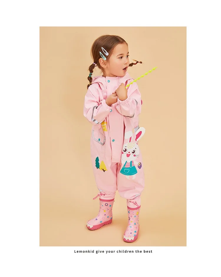 3D style Factory high quality baby mermaid dinosaur cartoon rain gear one piece sets kids rain suit overall children raincoat