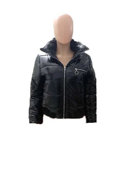 2021 Fashion Turndown Collar Long Sleeve Bubble Coats Cropped Short Winter Coat Women PU Jackets Puffer Coats For Ladies-PT