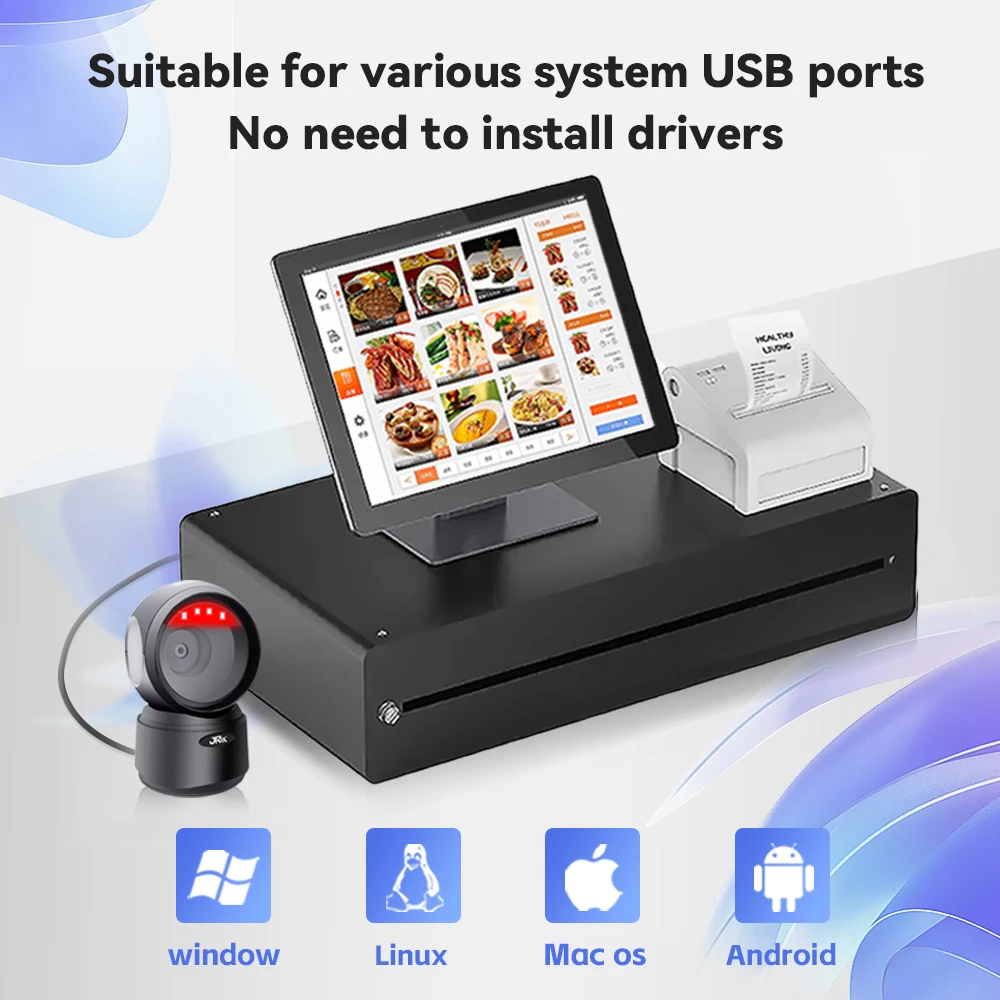 JR 2024 T27H Express Logistics QR Desktop Scanner QuickReading 1D 2D Barcode Hot Selling cashRegister POS