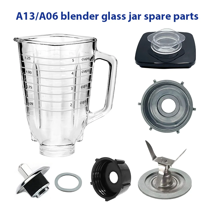 Factory blender parts blender glass jugs vasos vidrio original oster 1.25L square glass jar Blender base Blade with lid