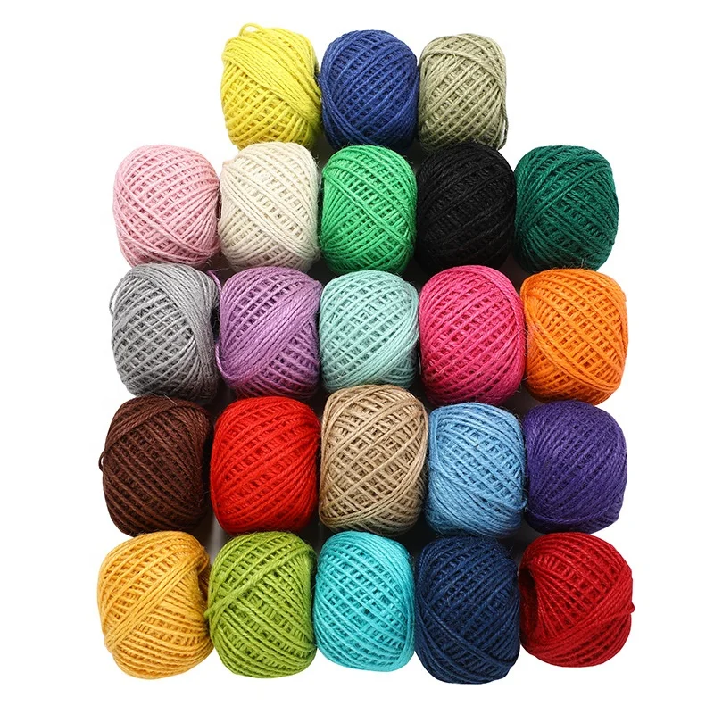 Handmade materials wholesale 50M Twine Cord Hemp Rope 2mm hemp cord colored jute rope for diy craft