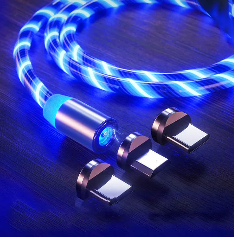 LED 3 in 1 magnetic charging usb cable light 3A cables