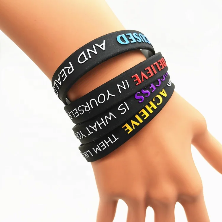 Customized Debossed Wristband Success  Achieve Focus Motivational Inspirational Rubber Wristbands Silicone Bracelets For Gift