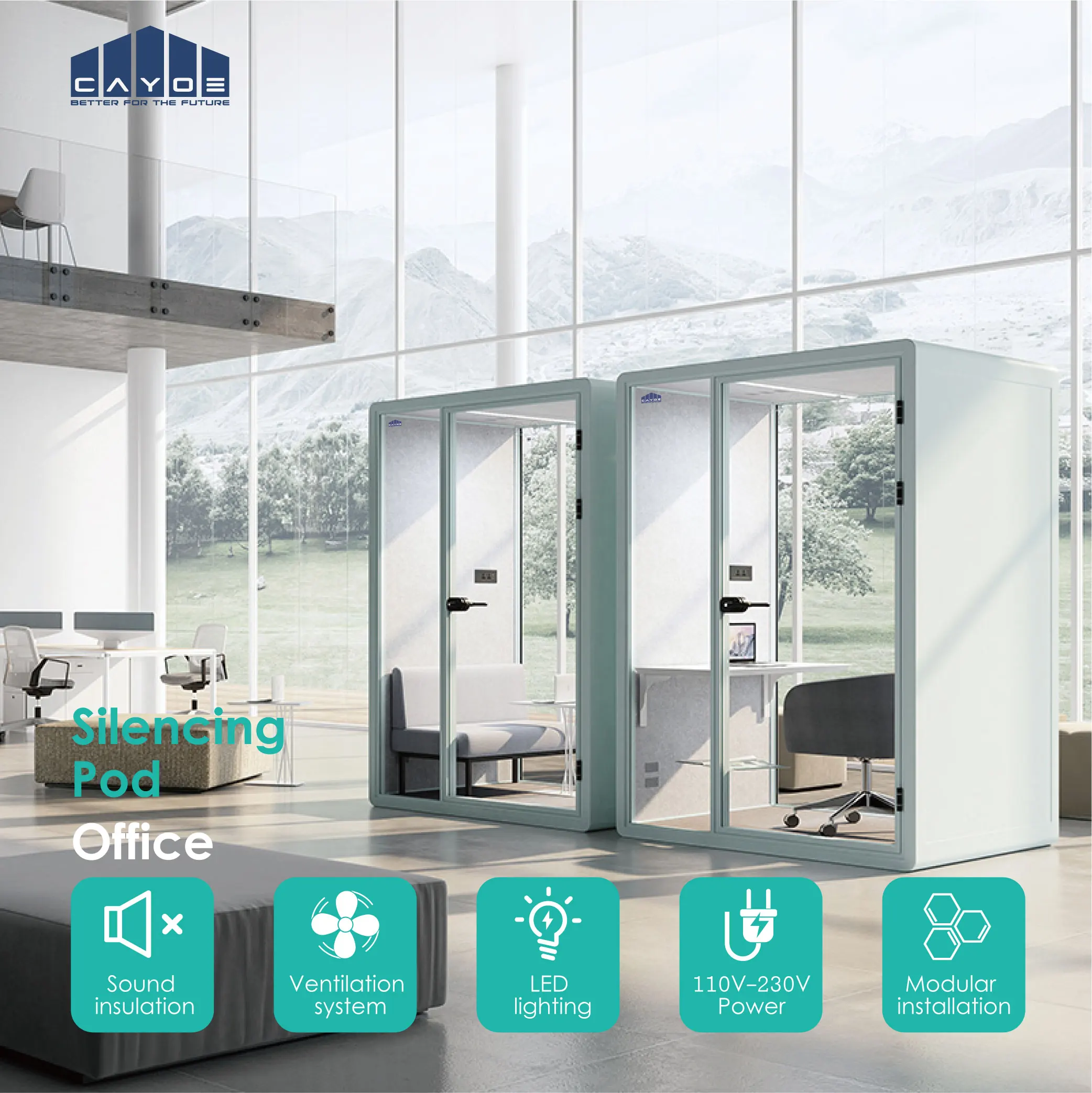 Silence room office pod soundproof phone booth mobile house telephone call pod with ventilation system