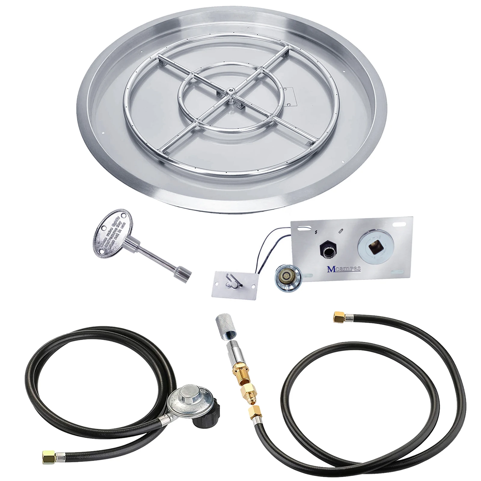 25 inch Round Drop-in Fire Pit Pan with Spark Ignition Kit Propane Gas Version