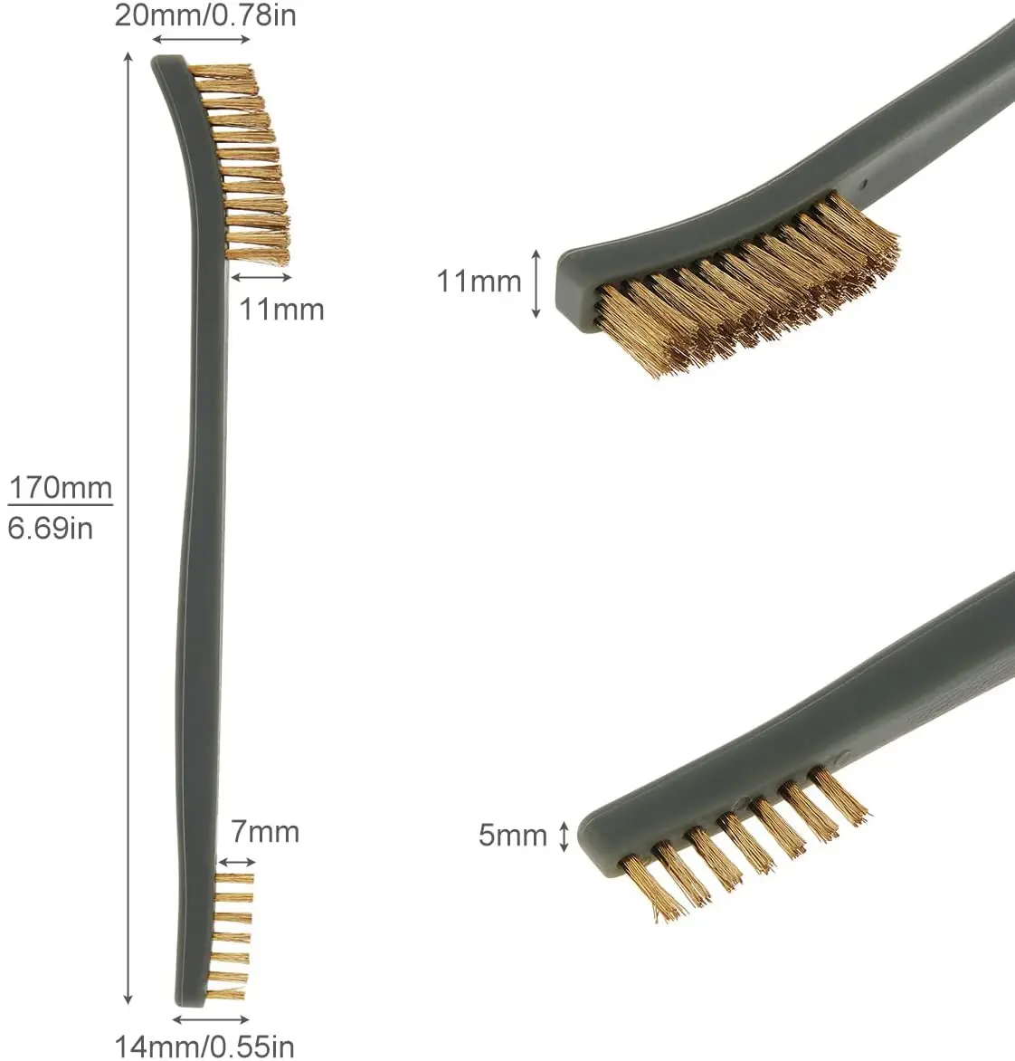Ur Лось 3 шт мини латунный провод комплект металла с выделкой под ржавчину в набор чистящих средств для ухода за нейлоновая щетка