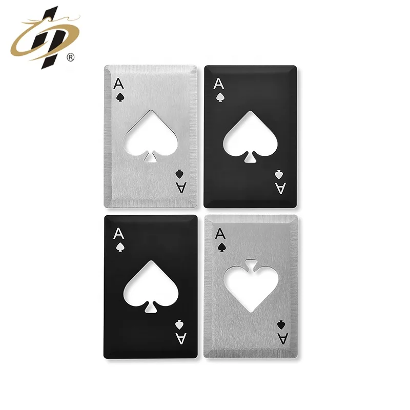Wholesale cheap stainless steel poker card metal beer bottle opener