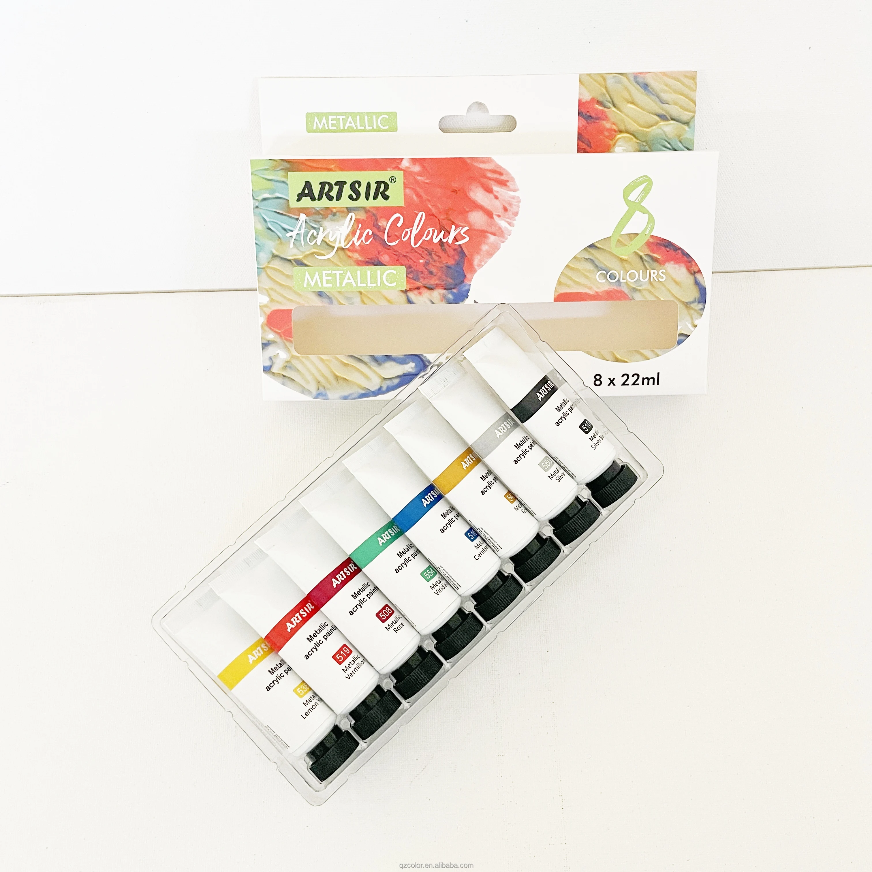 Manufacturer Cheap Cost Acrylic Paint Set Waterproof 8 Metallic Colors For Artist DIY Hand Painting on Stones Wall