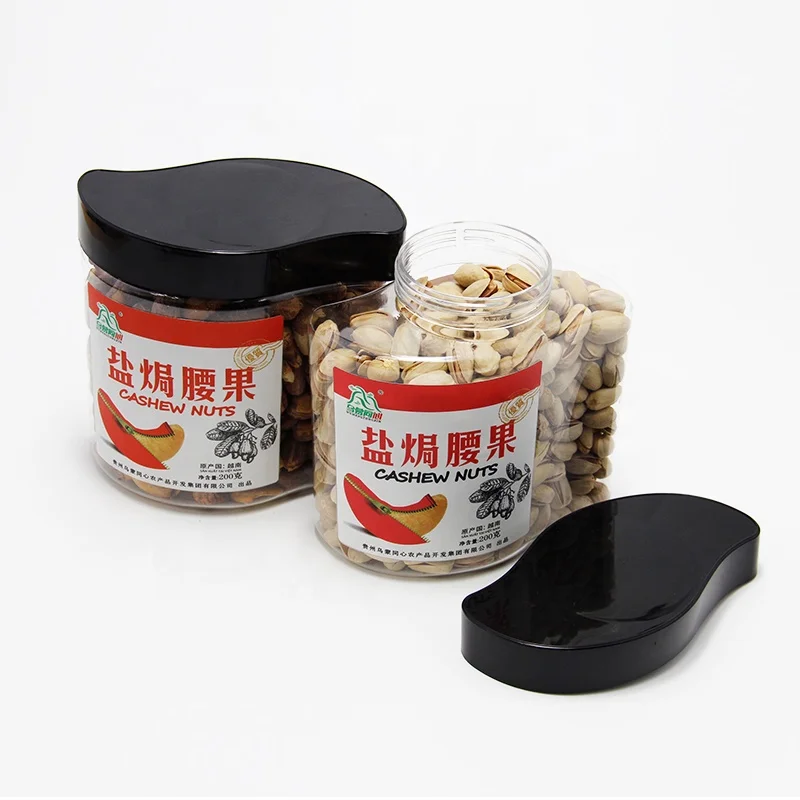 
Round Leaf Shape PET Plastic Food Storage Clear Cookie Jar With Lid Plastic Container For Food 