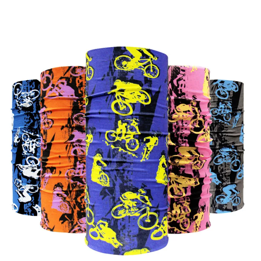 Bicycle Print Neck wear Bandanas Unique Sport Oem Customized Logo Outdoor Pattern Pcs Design Feature Neak Scarf