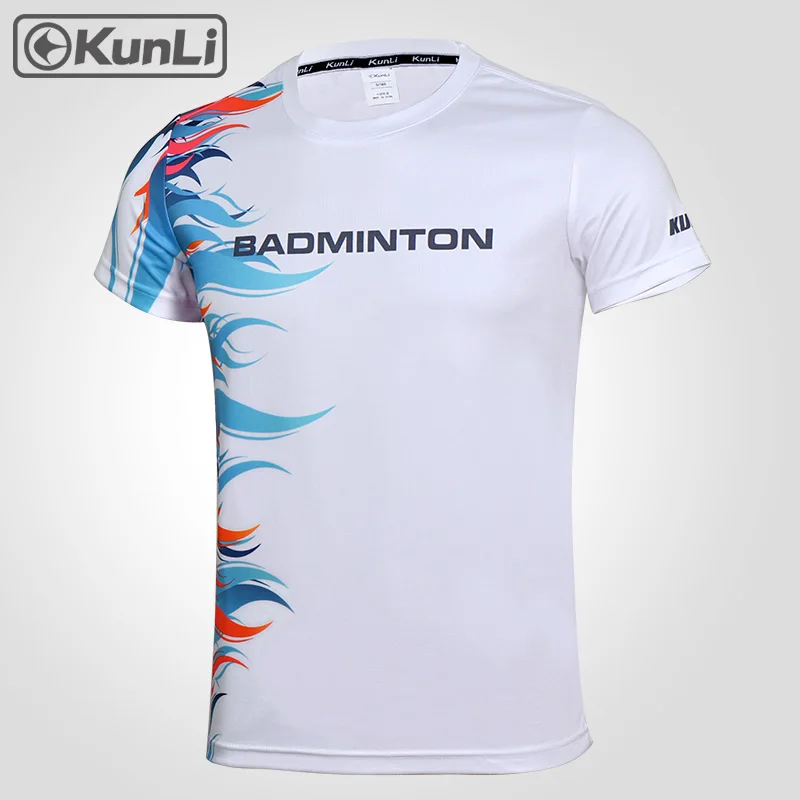 Kunli, индивидуальный дизайн, футболка для бадминтона, мужская спортивная одежда, дышащая быстросохнущая футболка для бадминтона, тенниса, волейбола, футбола