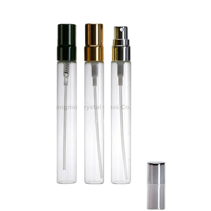 10ml refillable travel perfume test tube bottle 10 ml glass vial spray bottle with fine mist sprayer