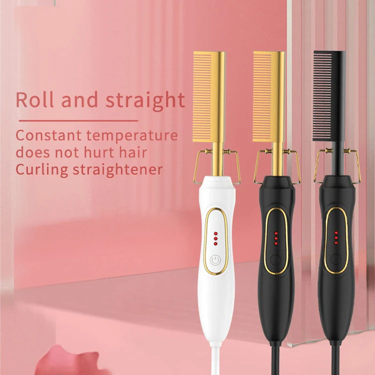 
Wholesale Electric Hot Comb Copper Coil Hair Straightener Personal Wigs Straight Hair Comb Hair Straightener Brush 