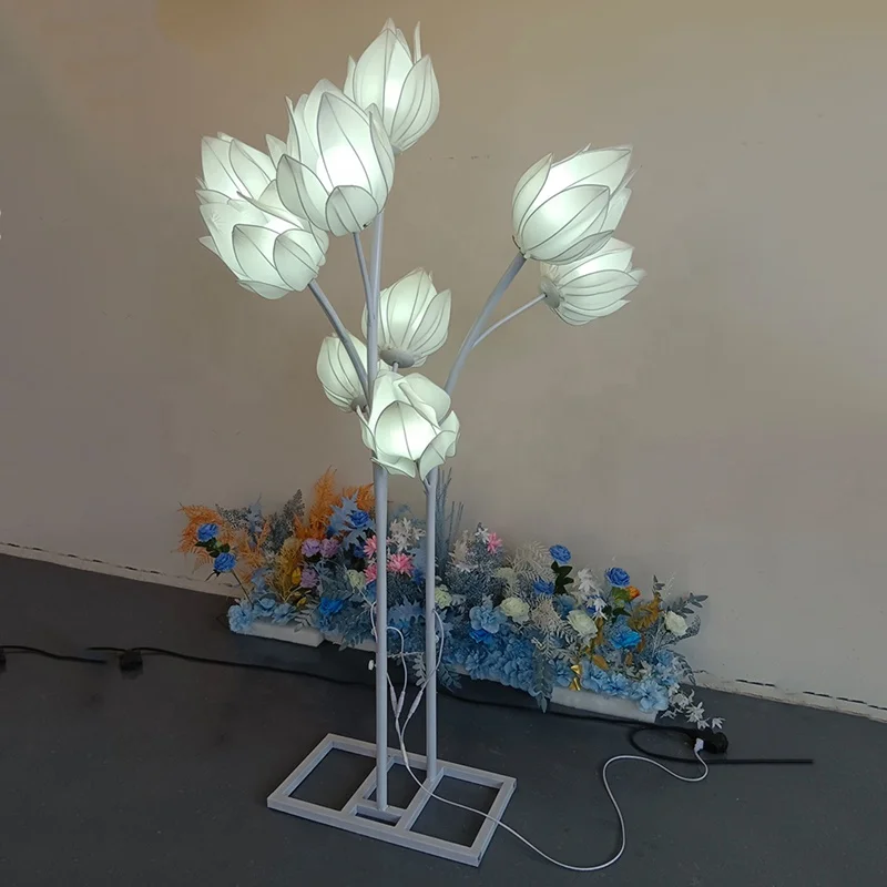 2023 shop window wedding decoration lighting tall flower wedding decor light stands