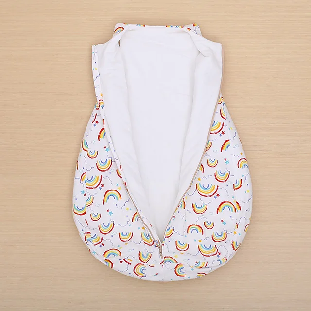 SD003 New Arrival 100% Organic Cotton Quilted Sleeveless Asylum Sleeping Bag Kids Zipper Lovely rainbow Baby Sleep Sack