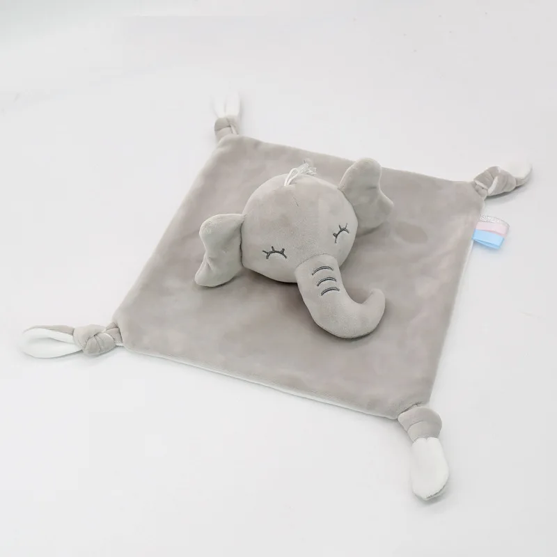 Cartoon Soft Comforter Baby Animal Handkerchief With Ring Paper Baby Towel Toy Doll