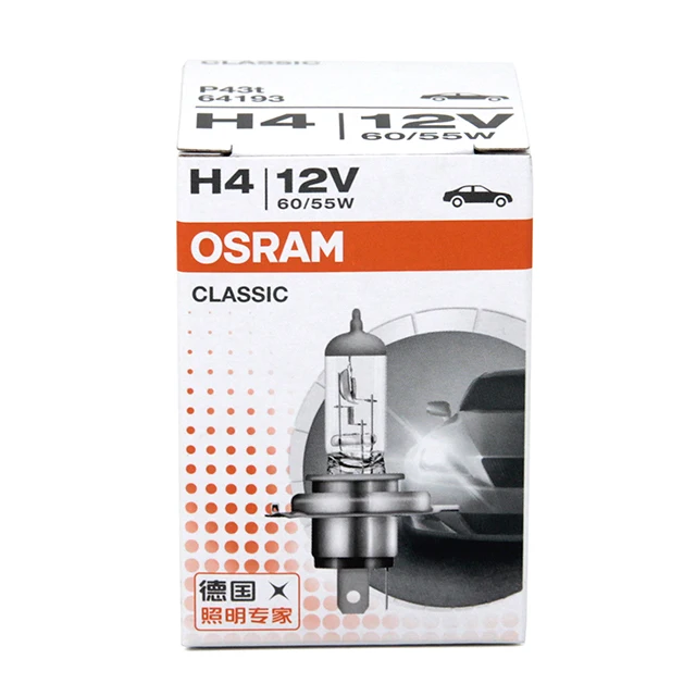 Halogen bulb OSRAM H4 12V 60/55W P43t made in Germany Car headlight
