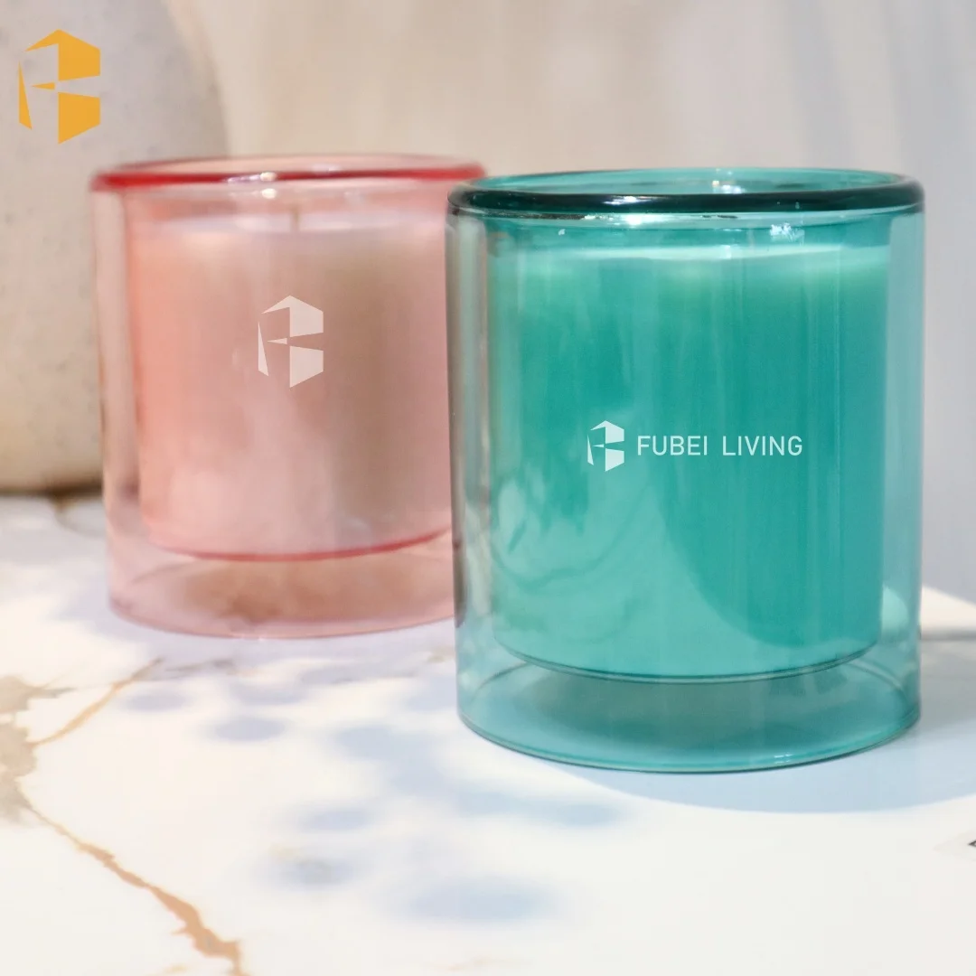 2024 New Design Custom Logo Scented Candles in Glass Luxury Dried Flowers Double Wall Glass Candle Jars