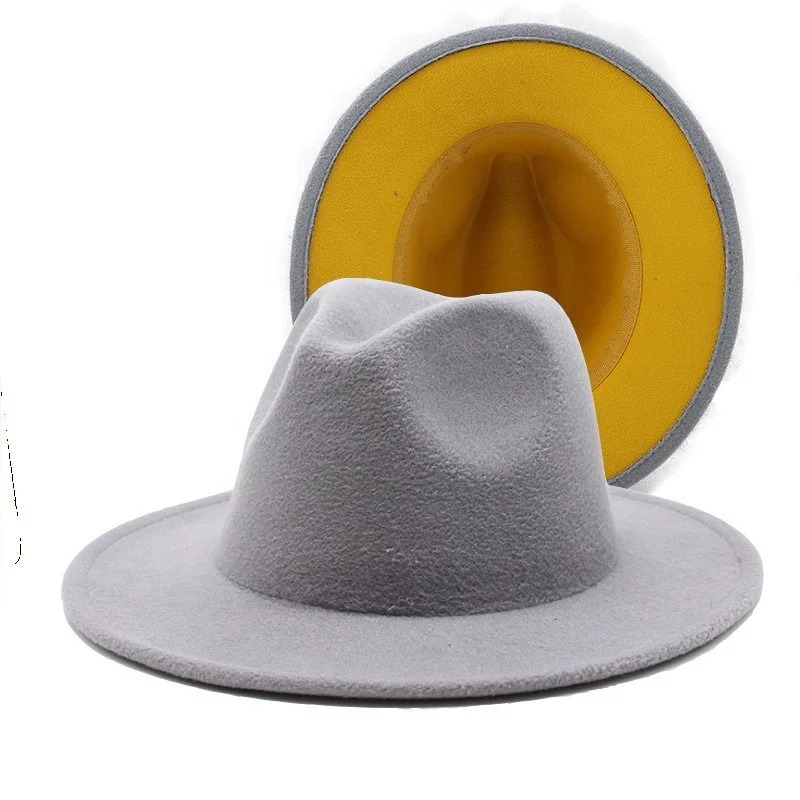 2022 Fedora Hats Women Wholesale New Designer Wide Brim Wool Fedora Two Tone Hats Men And Women