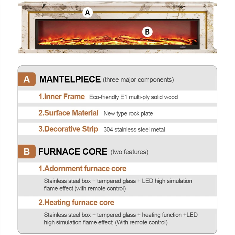 Wholesale Custom Carrara Marble Fireplace Tv Stand Decorative Led Electrical Fireplace With Tv Stand