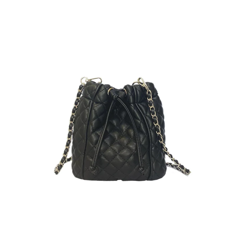 Лидер продаж, Высококачественная женская маленькая сумка-мешок, черный стеганый кошелек с цепочками Хобо