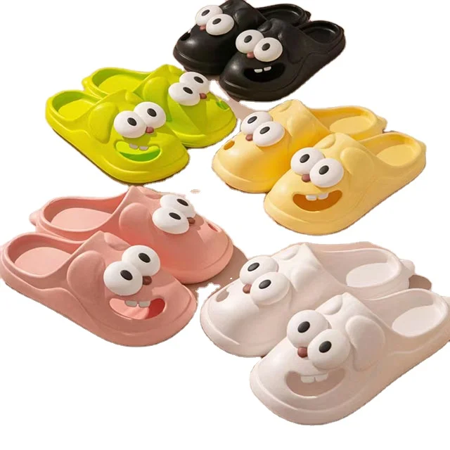 Wholesale New Cartoon Slippers Hot Sale Big Eye Dog Thick Sole EVA Anti-Odor Indoor Home Slippers For Women