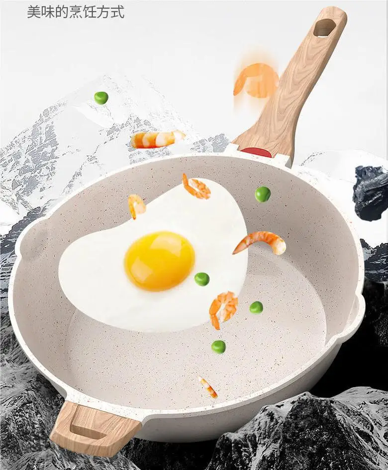 Wholesale factiory  28cm cm Stone Cookware Die cast Cookware Skillet Pan Wok  Non-stick Induction Cooker Fire Aluminum Wok