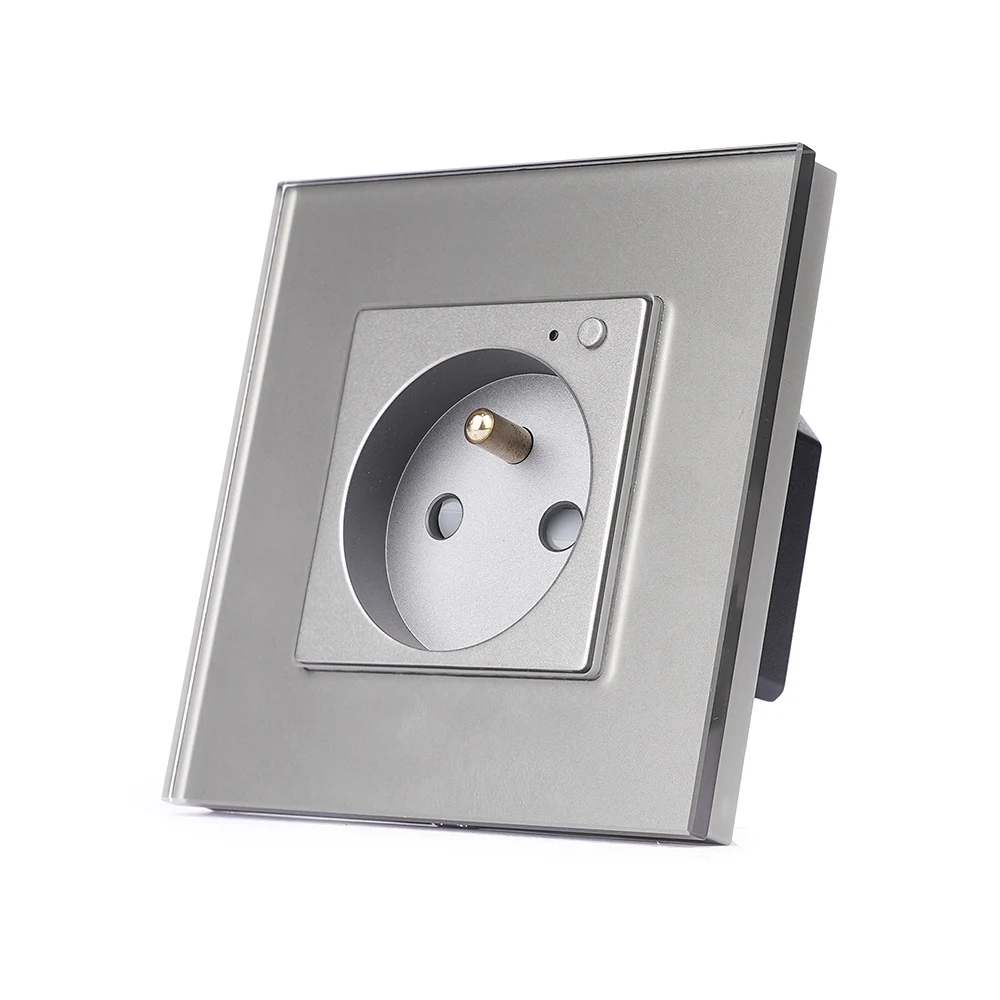 TAWOIA Unique Tempered Waterproof Glass 86MM Smart Home 16A Socket French Type  Wifi Socket with Grounding