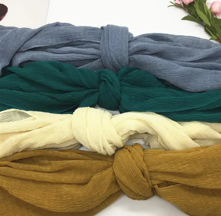 Турция морщин для женщин хиджаб шарф Мусульманский 2020 плотная плиссированные хлопковый