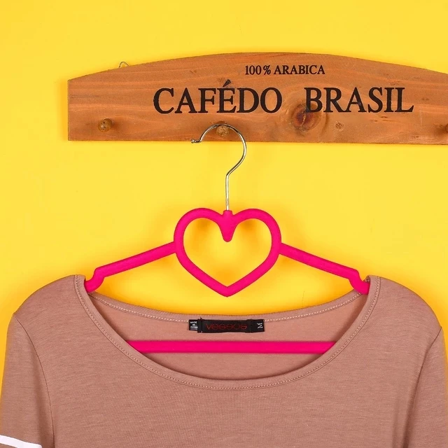 Amazon Clothes Hangers Heart Shaped Slim Flocked Hangers, Sturdy with Steel Swivel Chrome Hooks