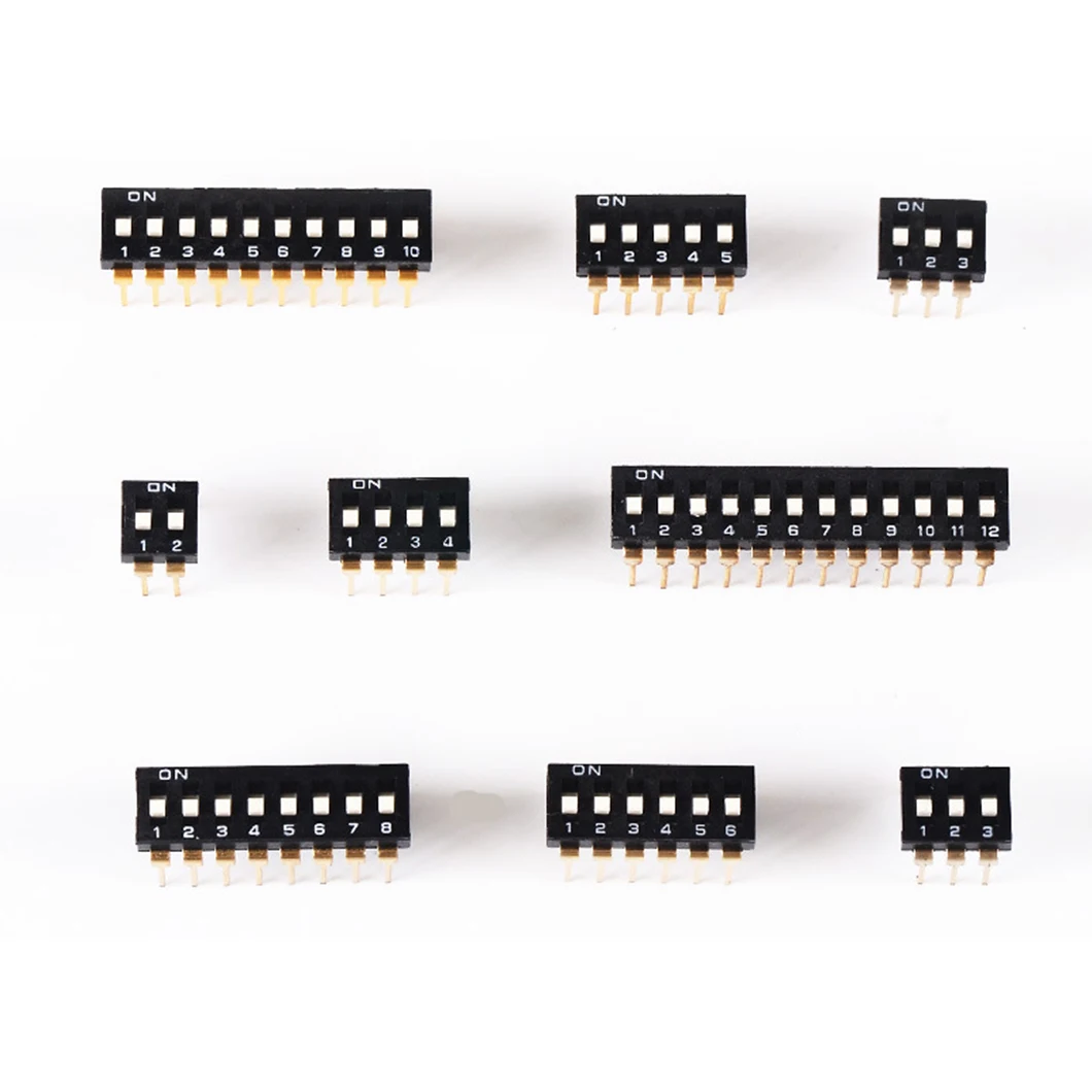 2.54mm pitch Dip Switch 2~12 Position Black Color Ic Type Tri-State DIP Switch 12 Pin 6 position dip switches