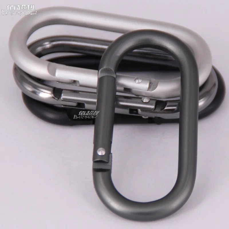 Baichao wholesale 7# O shaped Aluminum alloy metal lightweight engraved logo snap carabiner hooks for airpods or camping hiking